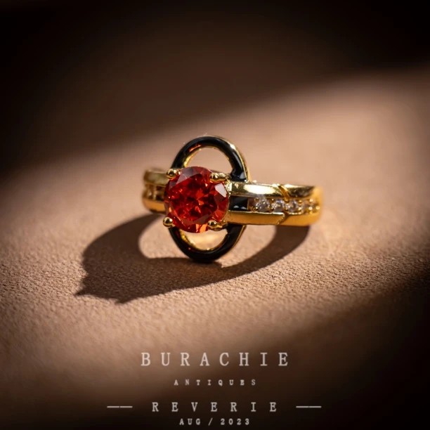 铜合金仿水晶戒指 【6563】意|黑金色珐琅分享美丽和热爱戒指