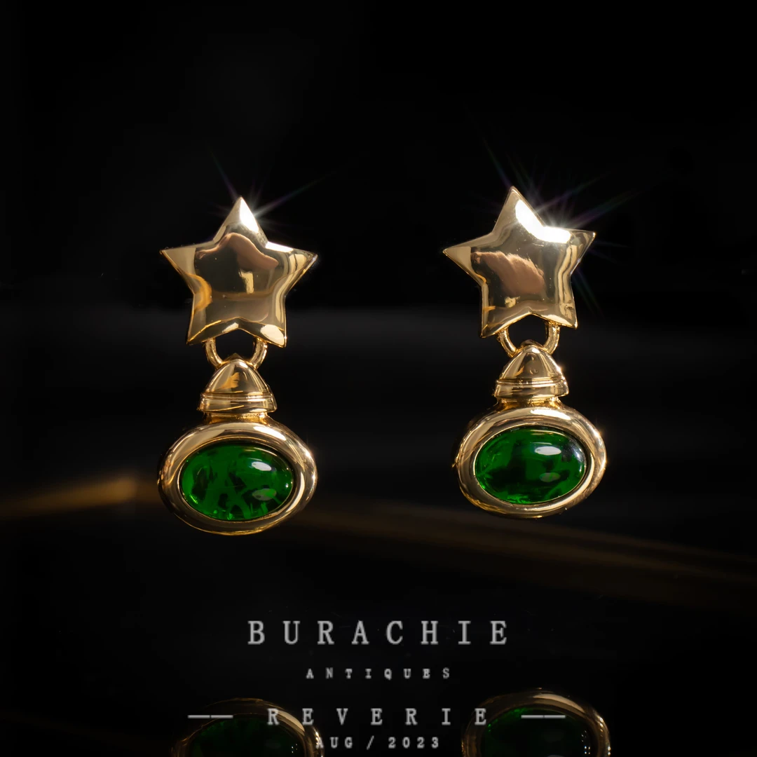 铜合金仿水晶耳饰 【1128】 法|经典 吉弗里满天星云纹琉璃