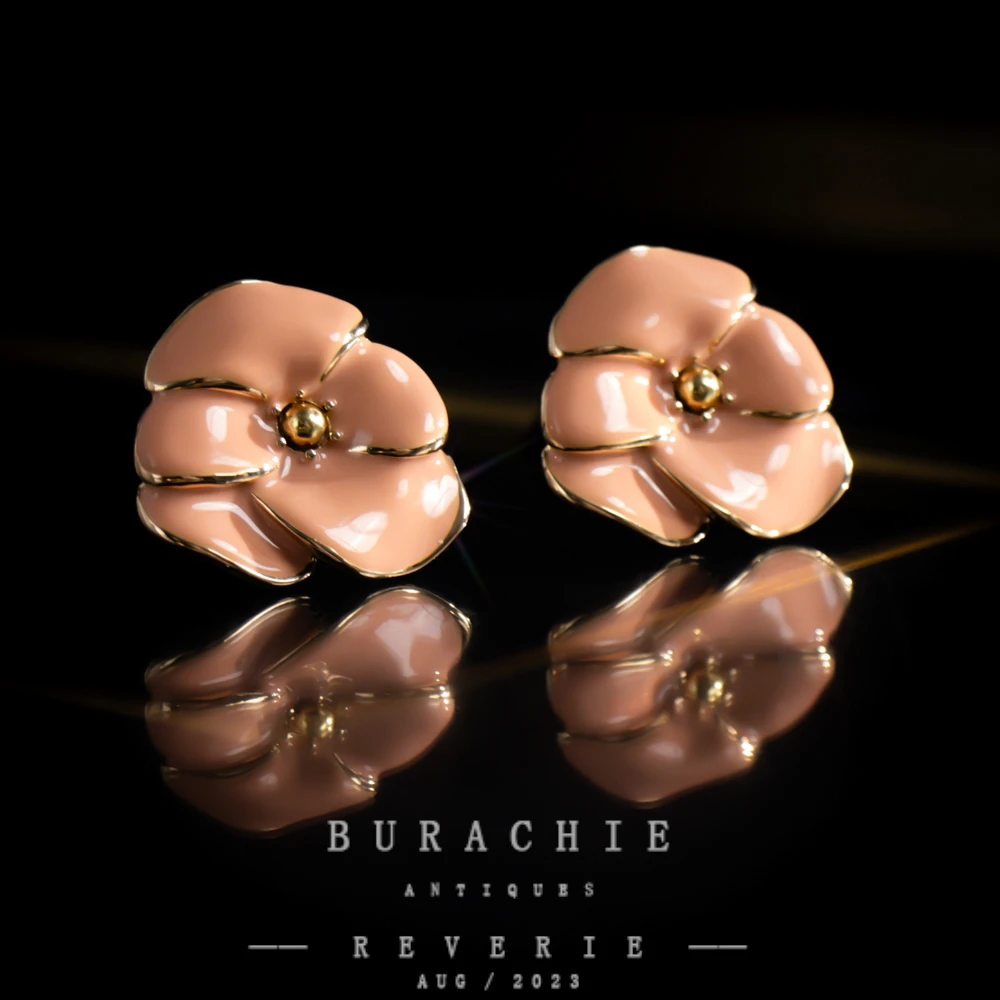 铜合金仿水晶耳饰 【5615】意安娜奶奶滴油 珐琅朱莉安粉朵