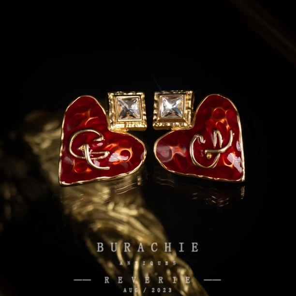 铜合金仿水晶耳饰 【6736】耳饰 店主珍藏1950s 巴黎风格致敬香奶奶