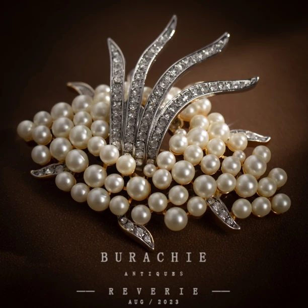 铜合金仿珍珠胸针 【3562】店主珍藏 巴黎古童款Labba Paris