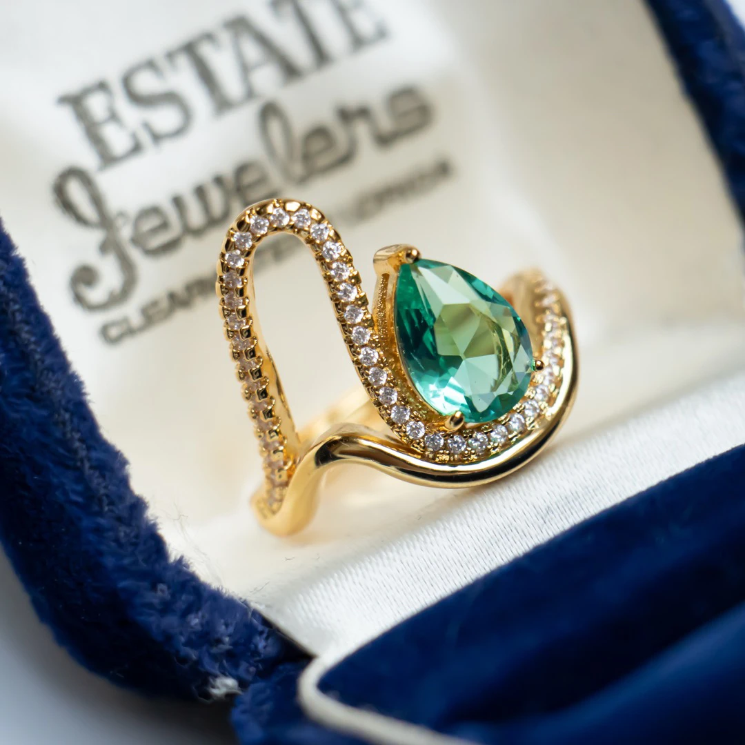 铜合金仿水晶戒指 【2911】老牌蕾丝小克拉的洋气