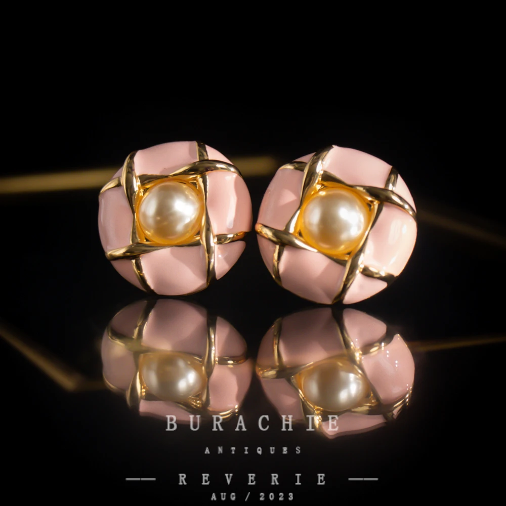 铜合金仿珍珠耳饰 【7276】 法｜经典难遇真美到心粉色珐琅