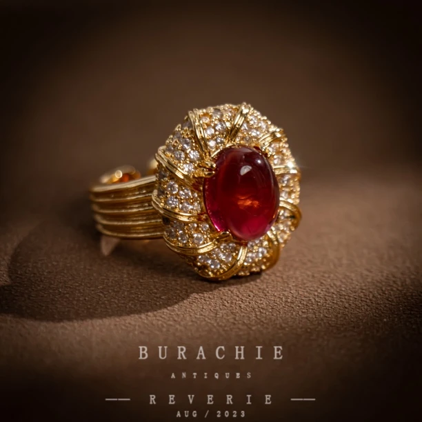 铜合金仿水晶戒指 【3748】巴黎古卓首饰即视感复古粉红嘉柏俪