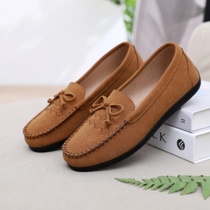 软底豆豆鞋女平底春秋单鞋老北京布鞋圆头一脚蹬工作鞋孕妇妈妈鞋