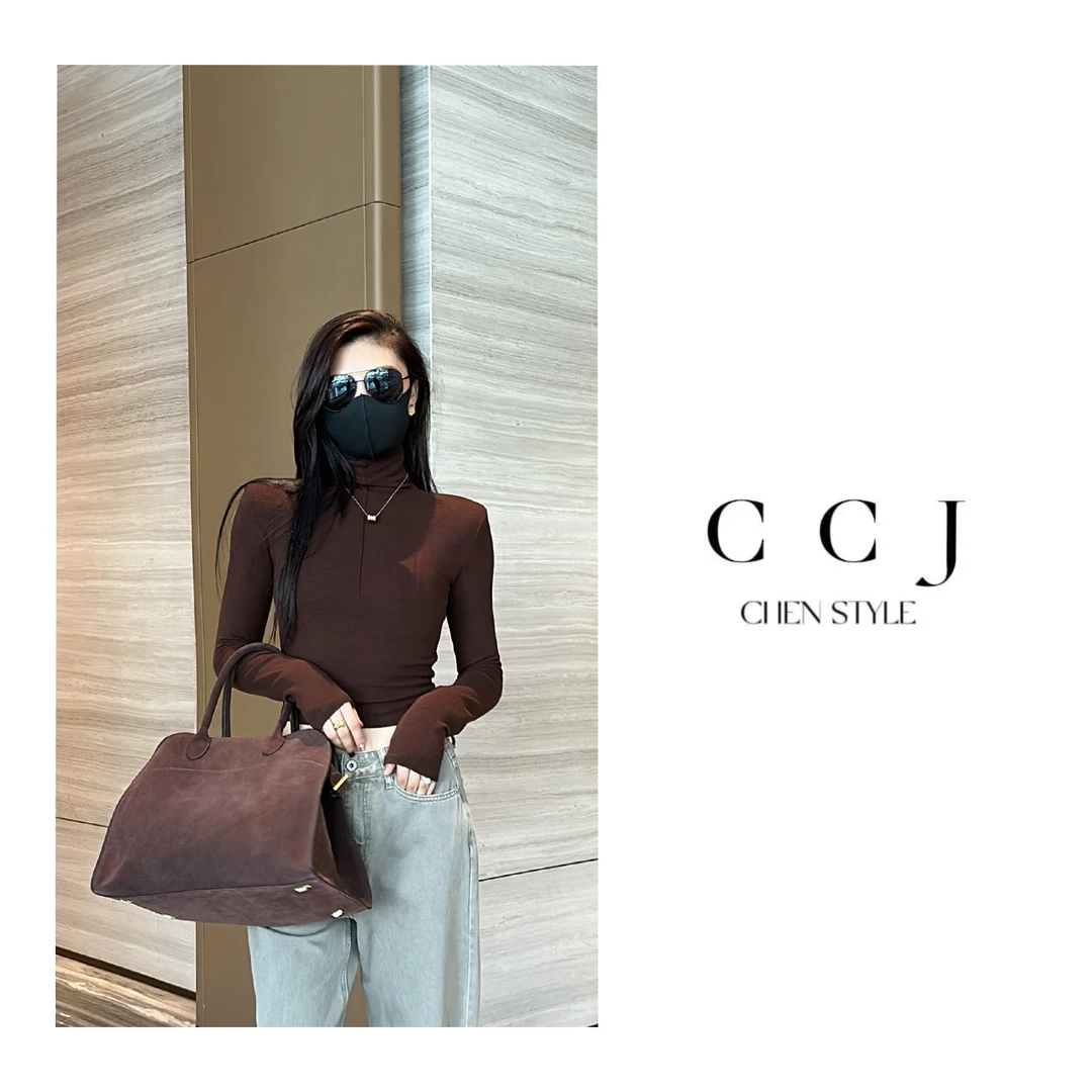 楚楚君~【心动旋律】T55210纯色高领长袖打底T