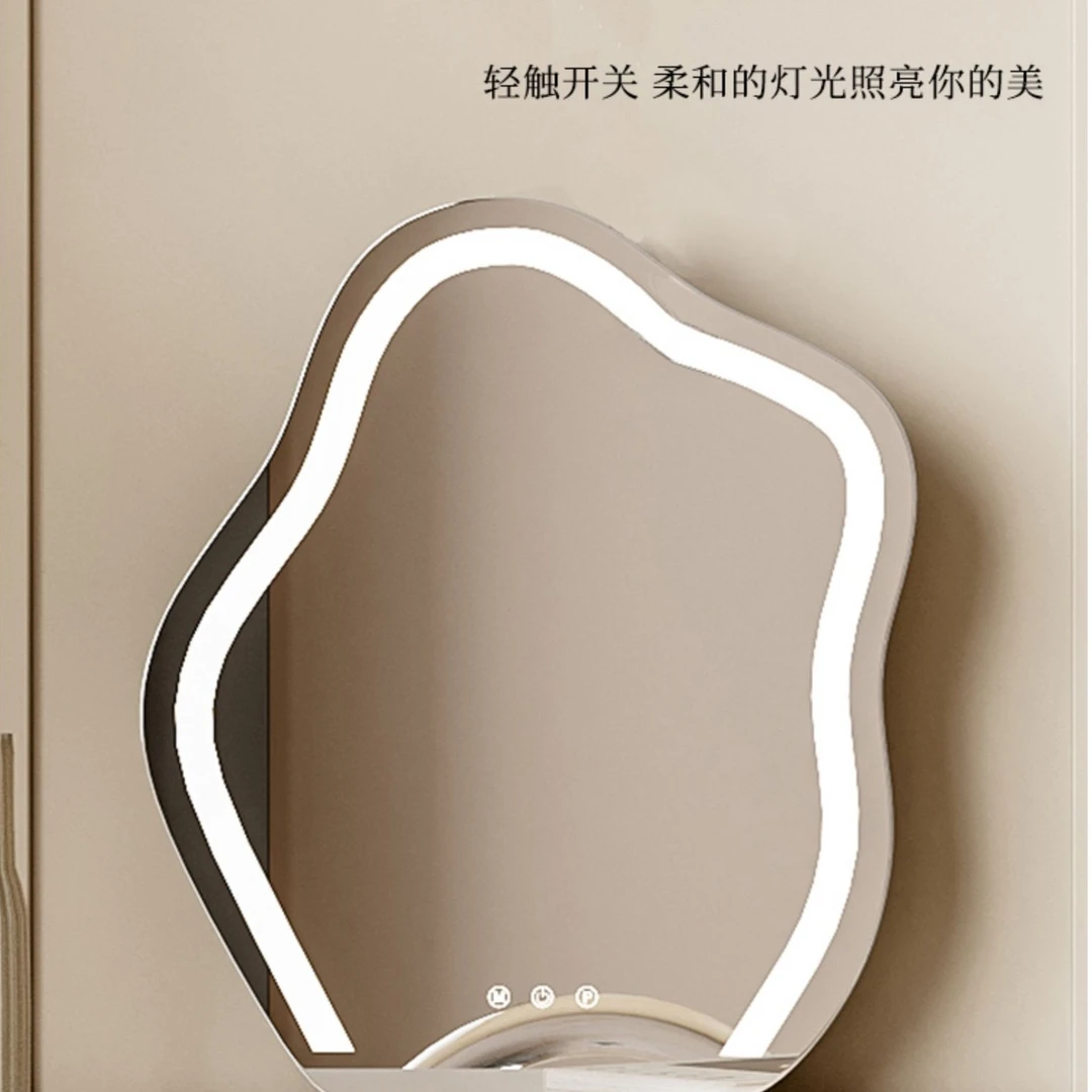 腾楷梳妆台柔和开关云朵镜网红家用白色单人创意简约个性充电客厅