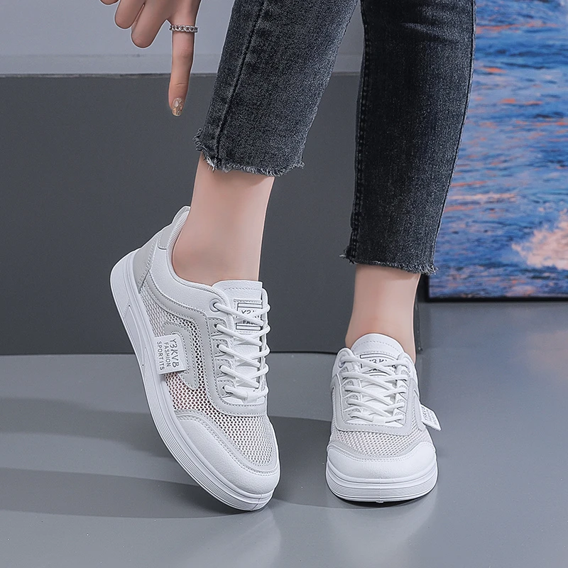 小白鞋女2025夏季新款爆款百搭网鞋女镂空透气薄款网面运动板鞋