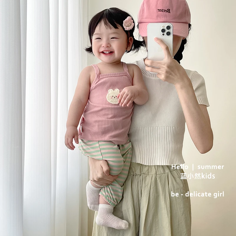 K24X98儿童韩版夏季宝宝百搭休闲宽松条纹薄款外穿薄款透气防蚊裤