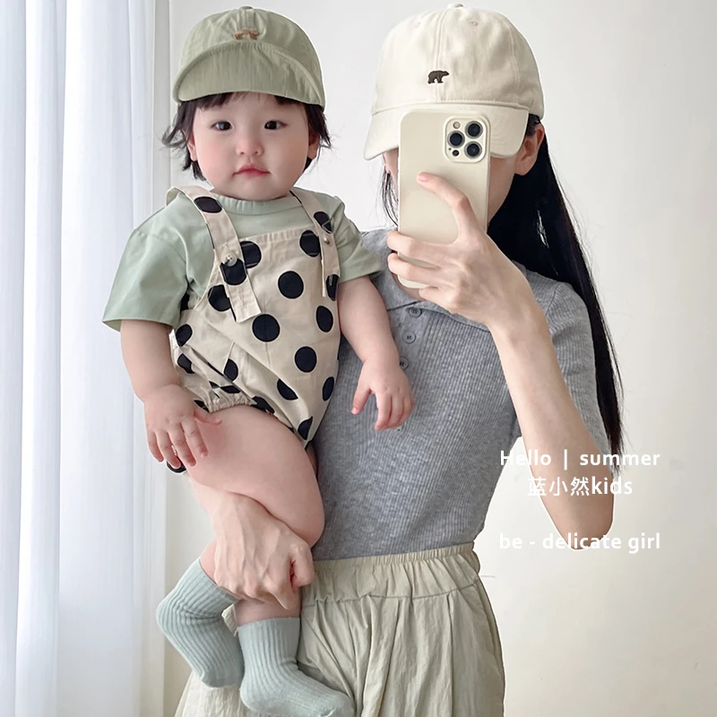 K24X18儿童女宝宝夏款韩版简约洋气百搭薄款苹果图案半袖