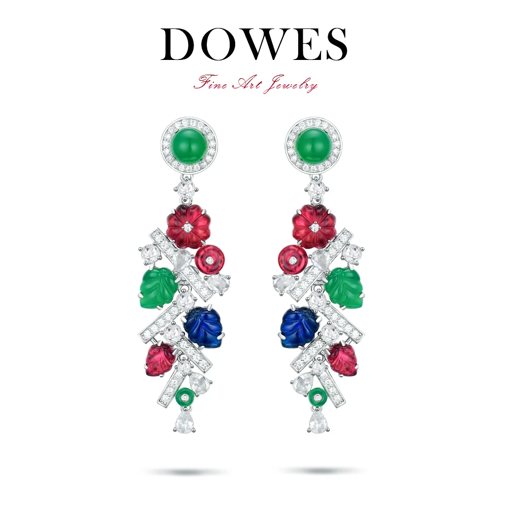 DOWES 925银合成锆石耳饰 水果雕刻耳饰长耳坠