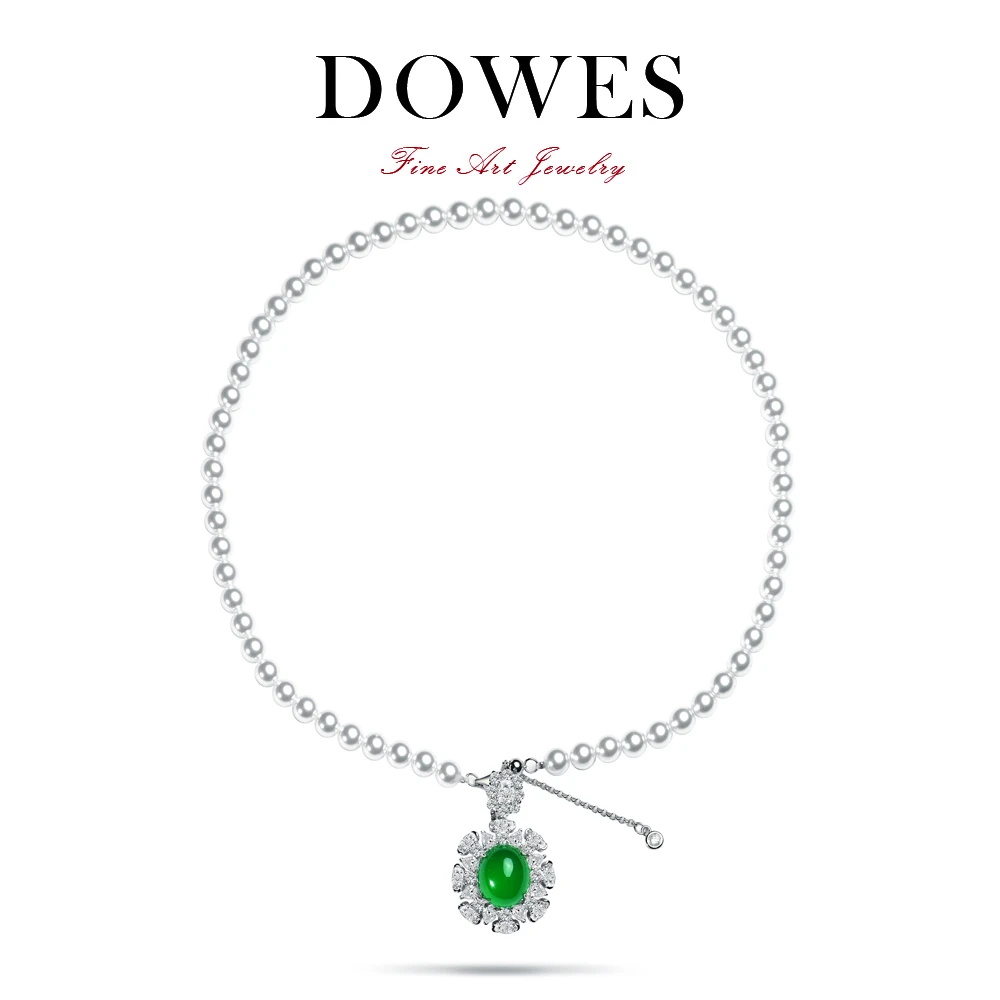 DOWES 坠链均925银仿珍珠 小米珠项链国风蛋面