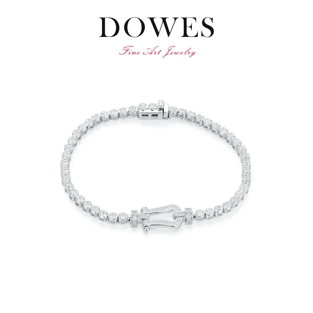 DOWES 925银手链 白色马蹄扣经典手链