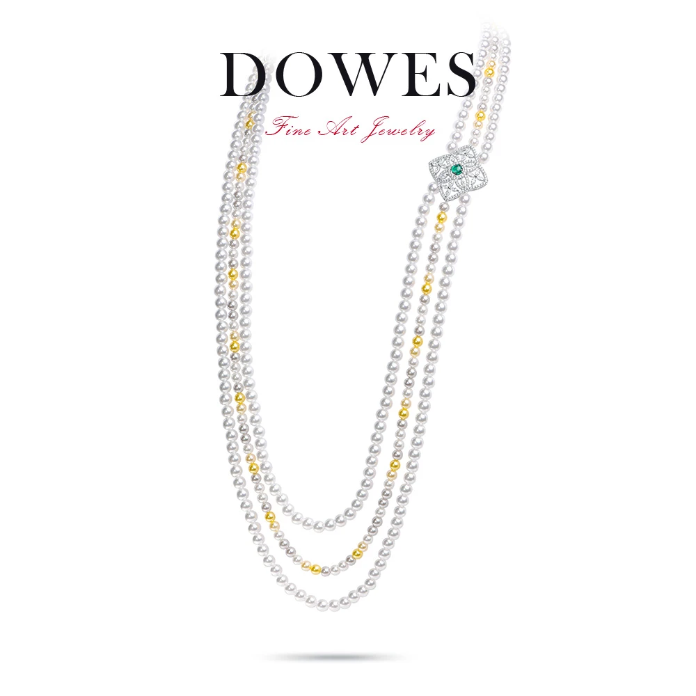 DOWES 坠链均925银仿珍珠 时尚气质彩色轻奢设计感简约珠串