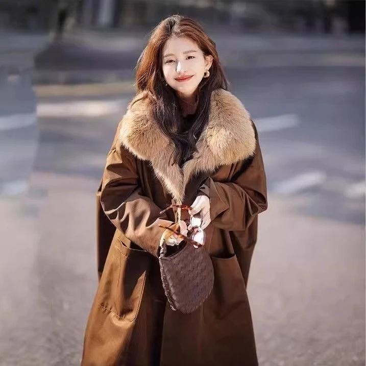 今年流行派克服外套女大码2024冬季新款超好看加厚中长款大衣棉服