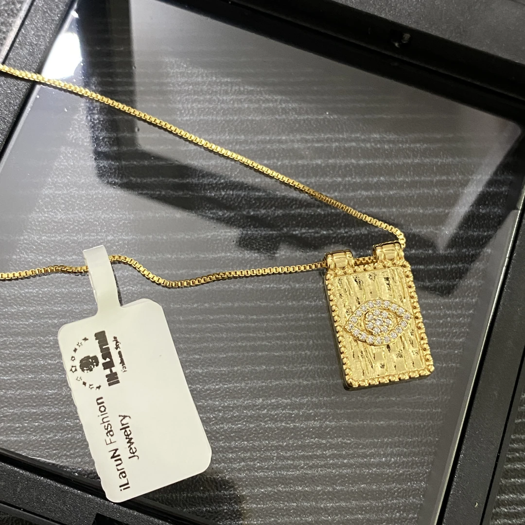 铜合金项链 iLaruN新款项链拉丝绿金色