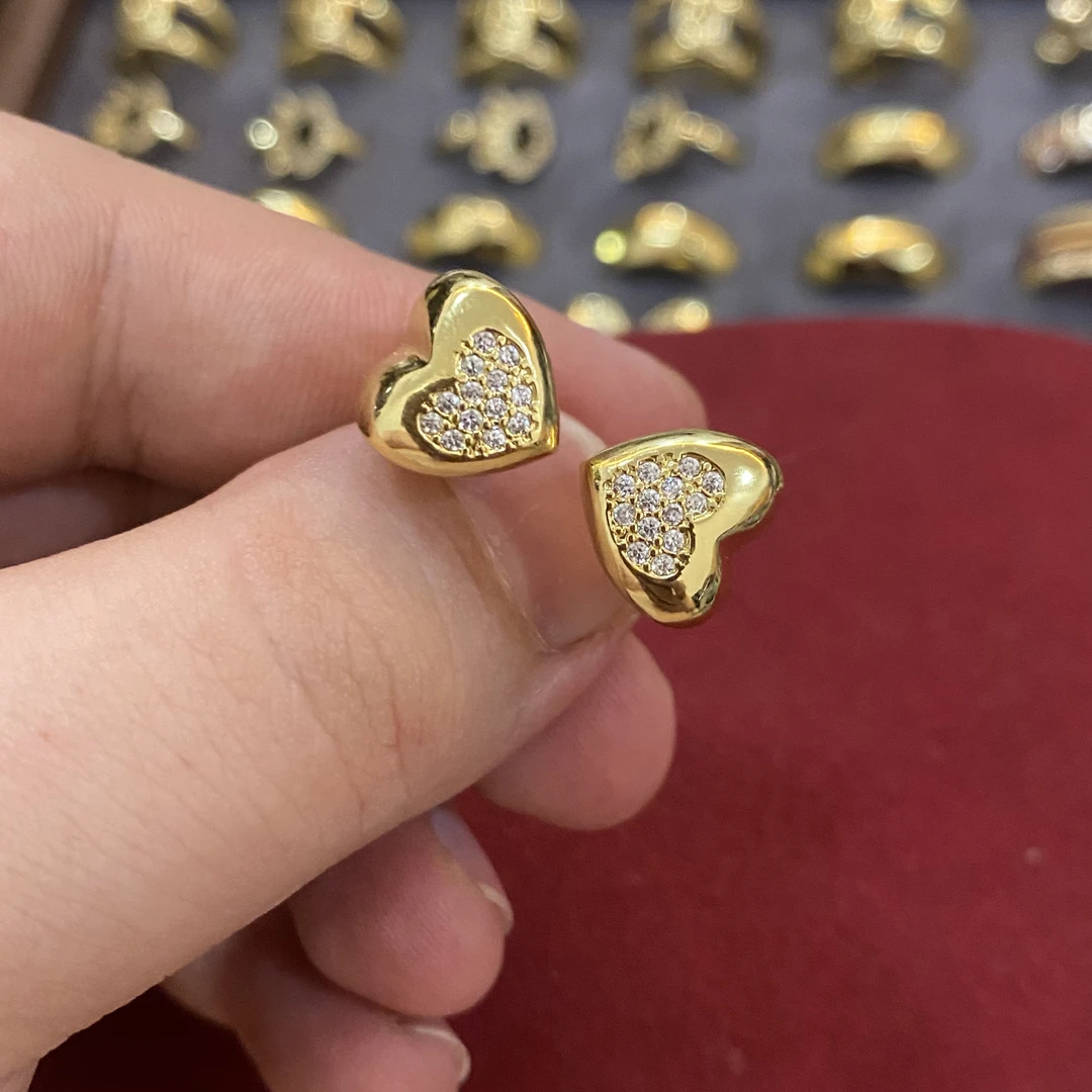 铜合金锆石戒指 iLaruN新款绿金色戒指