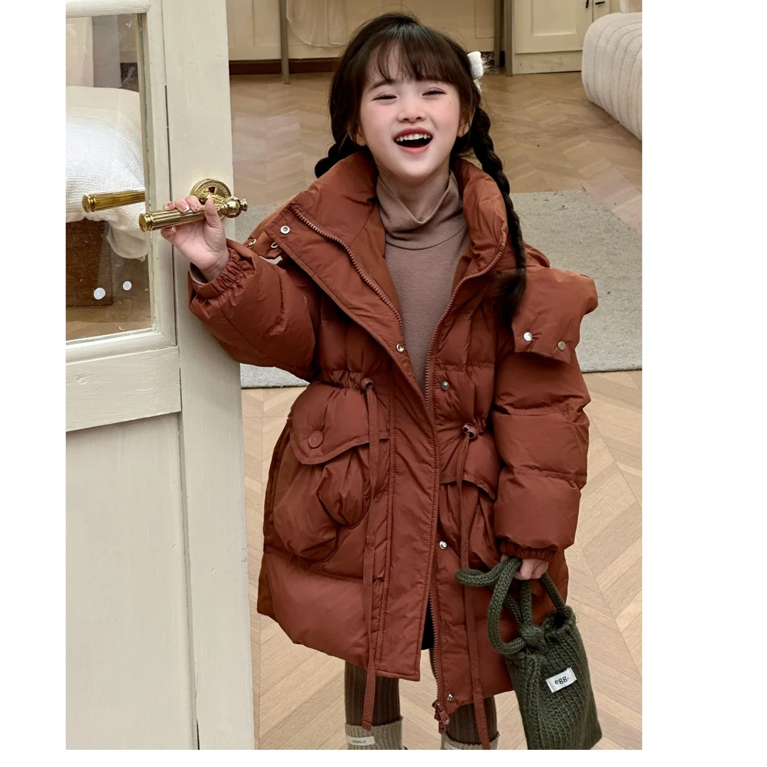 女童羽绒服2024新款冬季儿童中长款洋气加厚保暖甜美公主童装外套