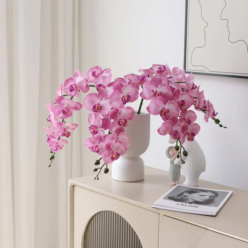 【逼真】高档手感保湿蝴蝶兰仿真花假花客厅装饰摆件婚礼花艺道具