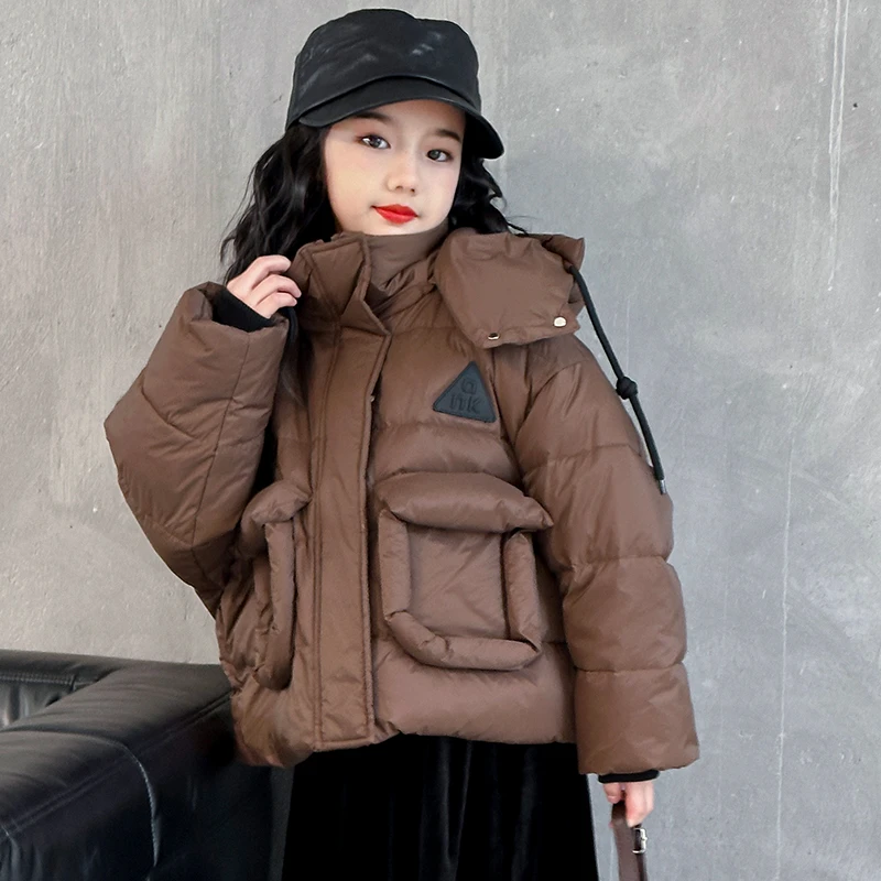 女童短款羽绒服冬装2023新款小女孩白鸭绒加厚保暖洋气上衣外套潮