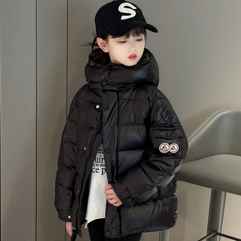 女童冬季羽绒服外套中长款童装新款洋气白鸭绒女孩加厚保暖冬装潮