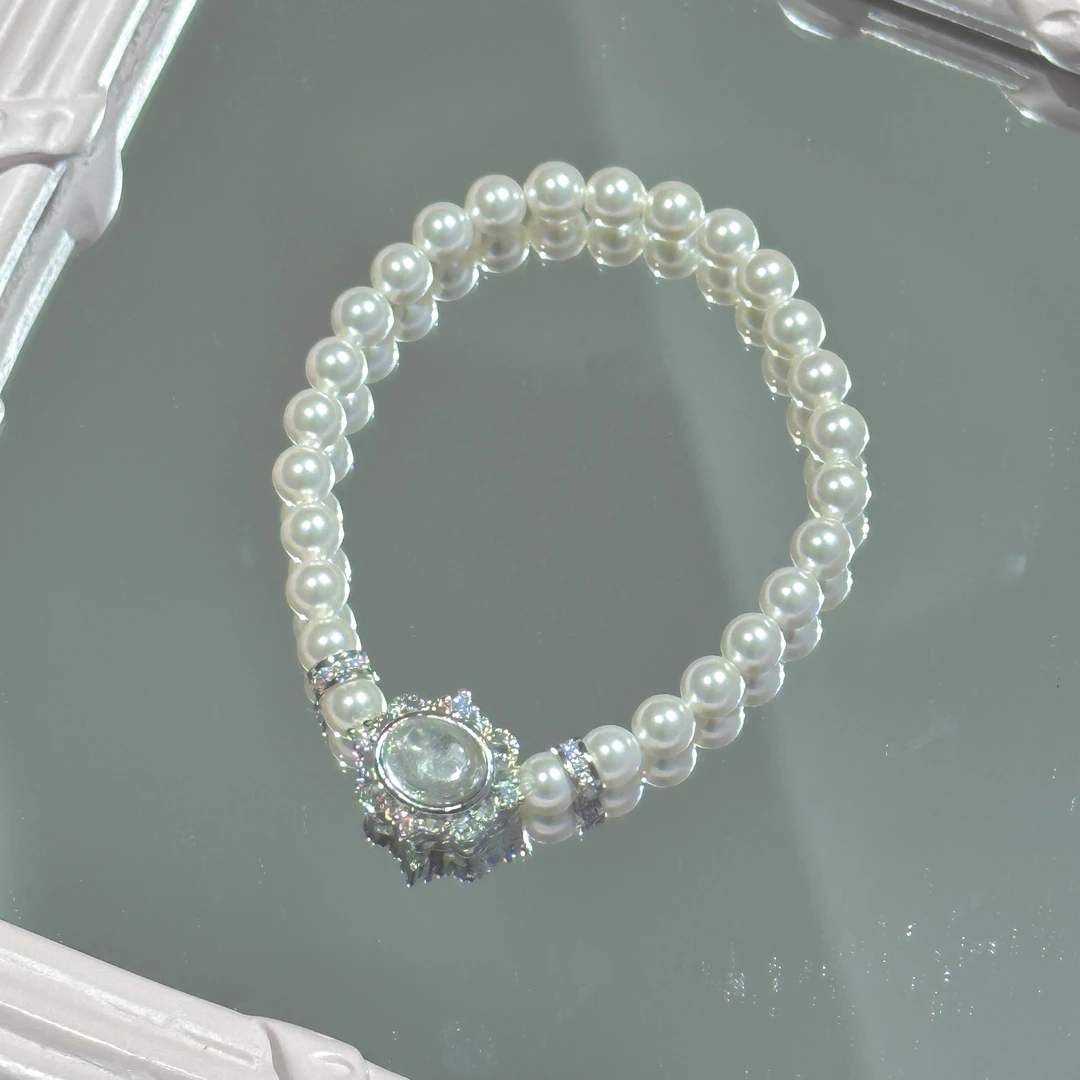 非金属仿珍珠手链 SG866-［白水晶锆石盒子］施华洛珠锆石合金手串