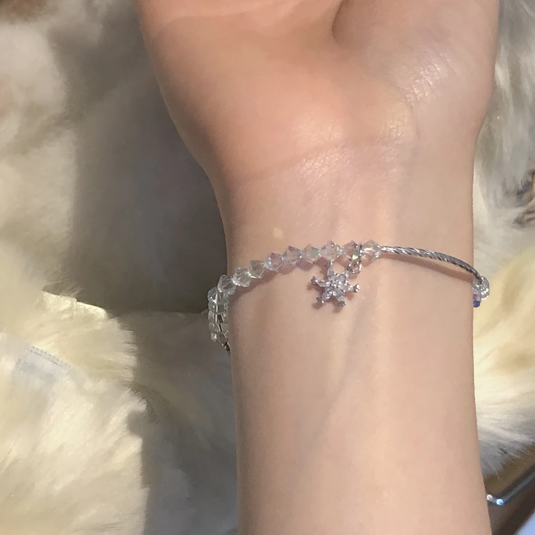 925银手链 SG1148-［雪绒花］施华洛锆石雪花吊坠手环s925