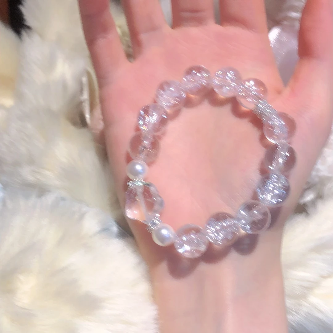 SG1395-［雪花星］白水晶锆石手串多样性发圣诞冬日氛围感人工爆花