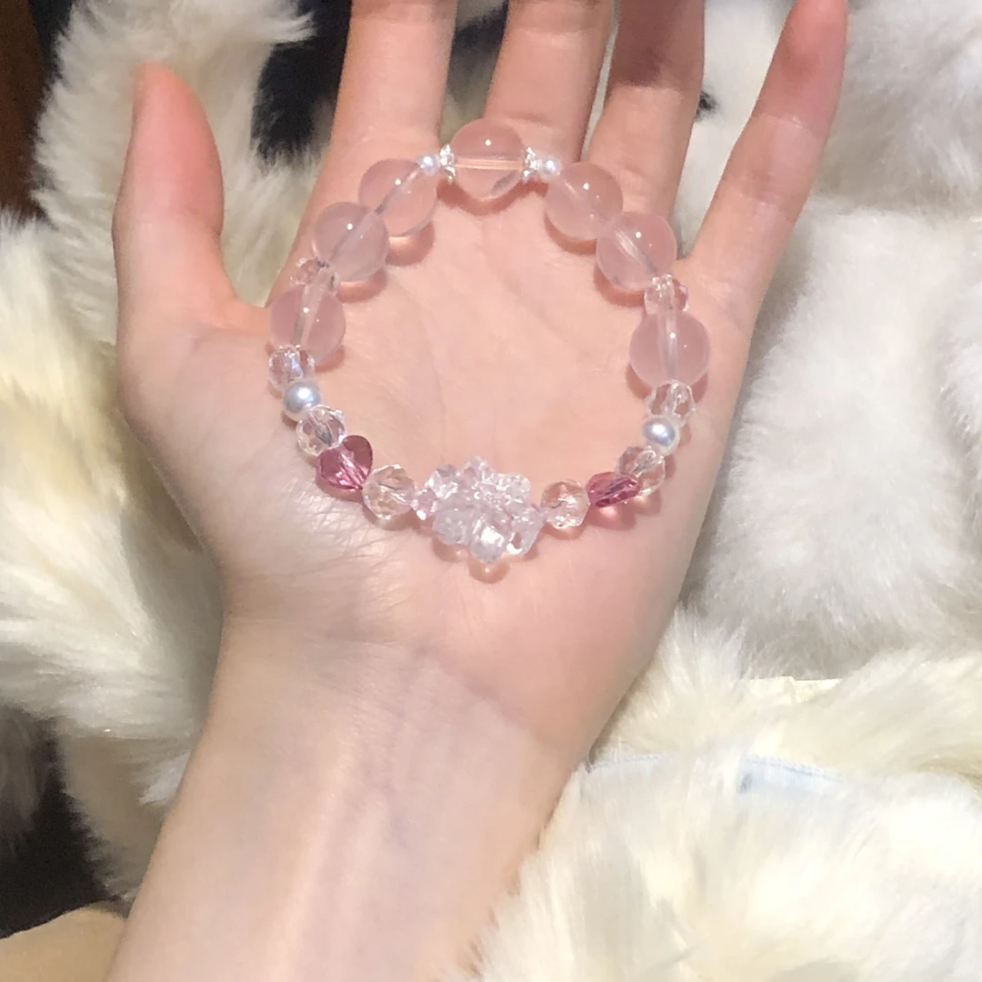 SG1201-［雪日恋］白水晶粉水晶施华洛手串