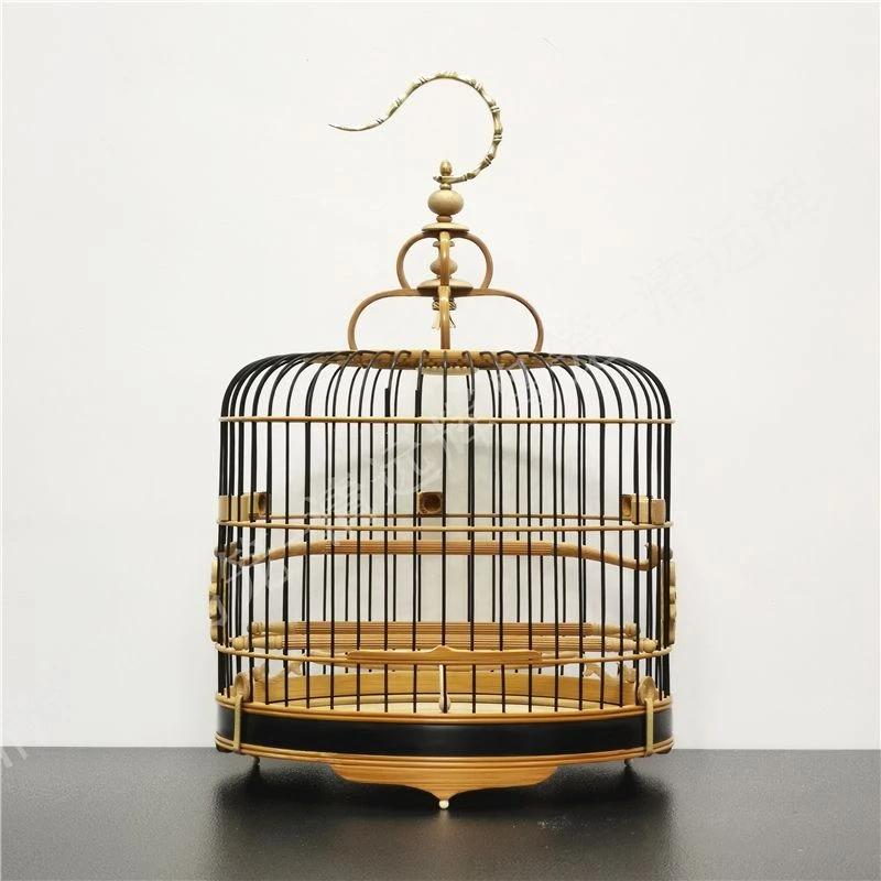 清远辉鸟笼 黑支黑圈虾笼 老竹带青 水滴脚 48支-52支矮装 绣眼笼