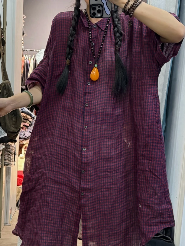 高品质包边纯亚麻中长款衬衫（长101宽140