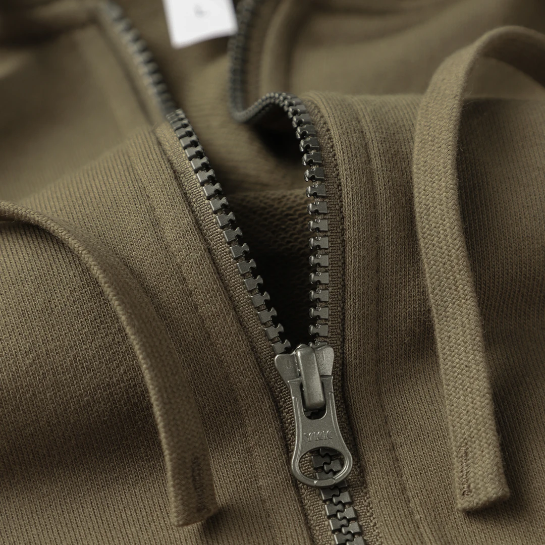 刚需！百看不厌！灰褐色330G重磅连帽拉链卫衣男宽松休闲开衫外套