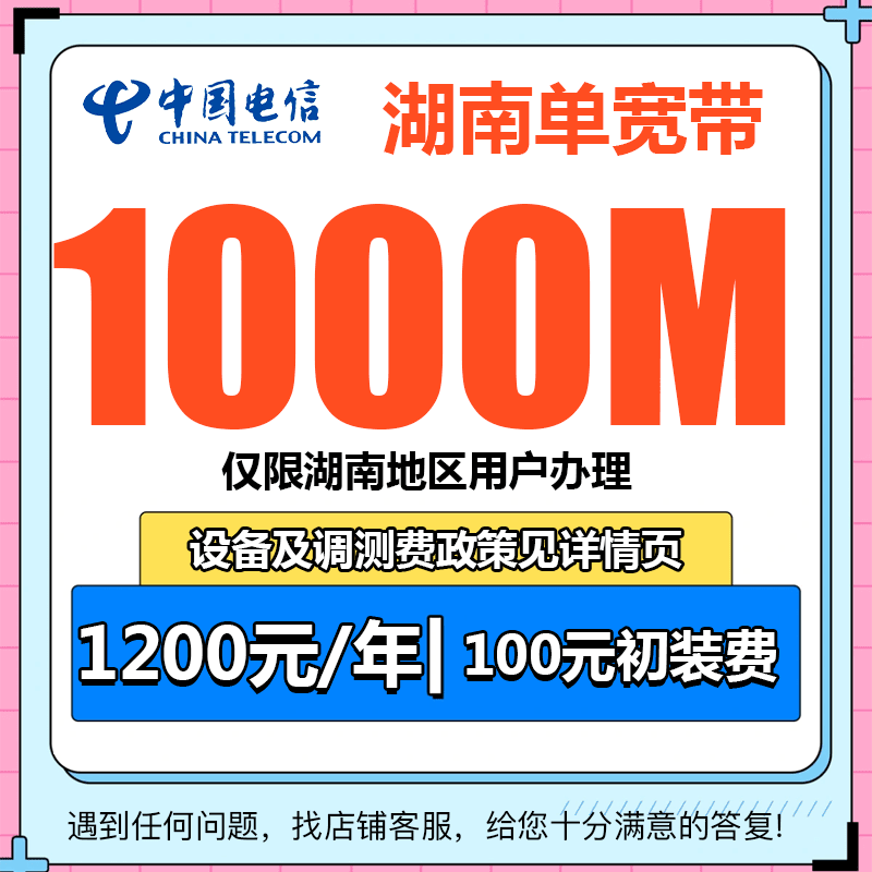 （湖南地区专属宽带）1000M单宽带/1200元包年【仅限湖南地区办理】
