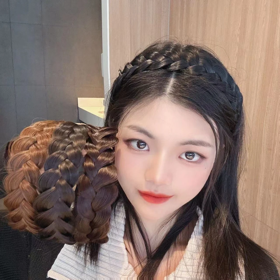亚克力发饰 柒蔷 网红推荐款假发发箍麻花辫子带齿减龄蓬松鱼骨辫
