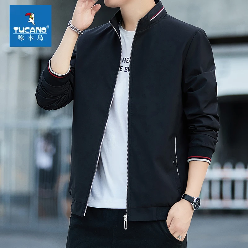 啄木鸟春秋青年立领夹克男士韩版修身潮流百搭秋装休闲棒球服外套