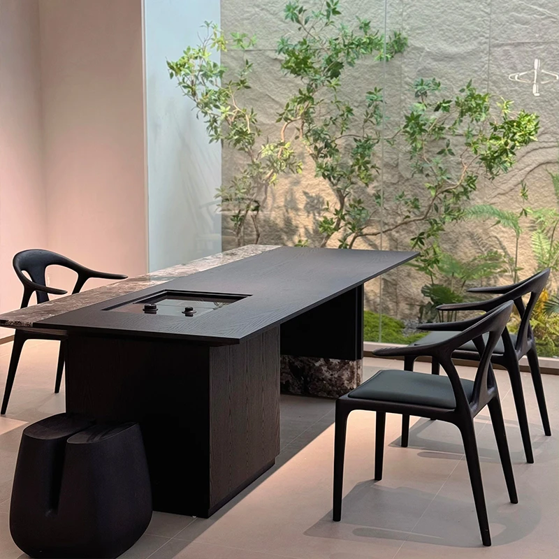 新中式北美黑胡桃木禅意实木茶桌设计定制高级家用客厅茶室大茶台