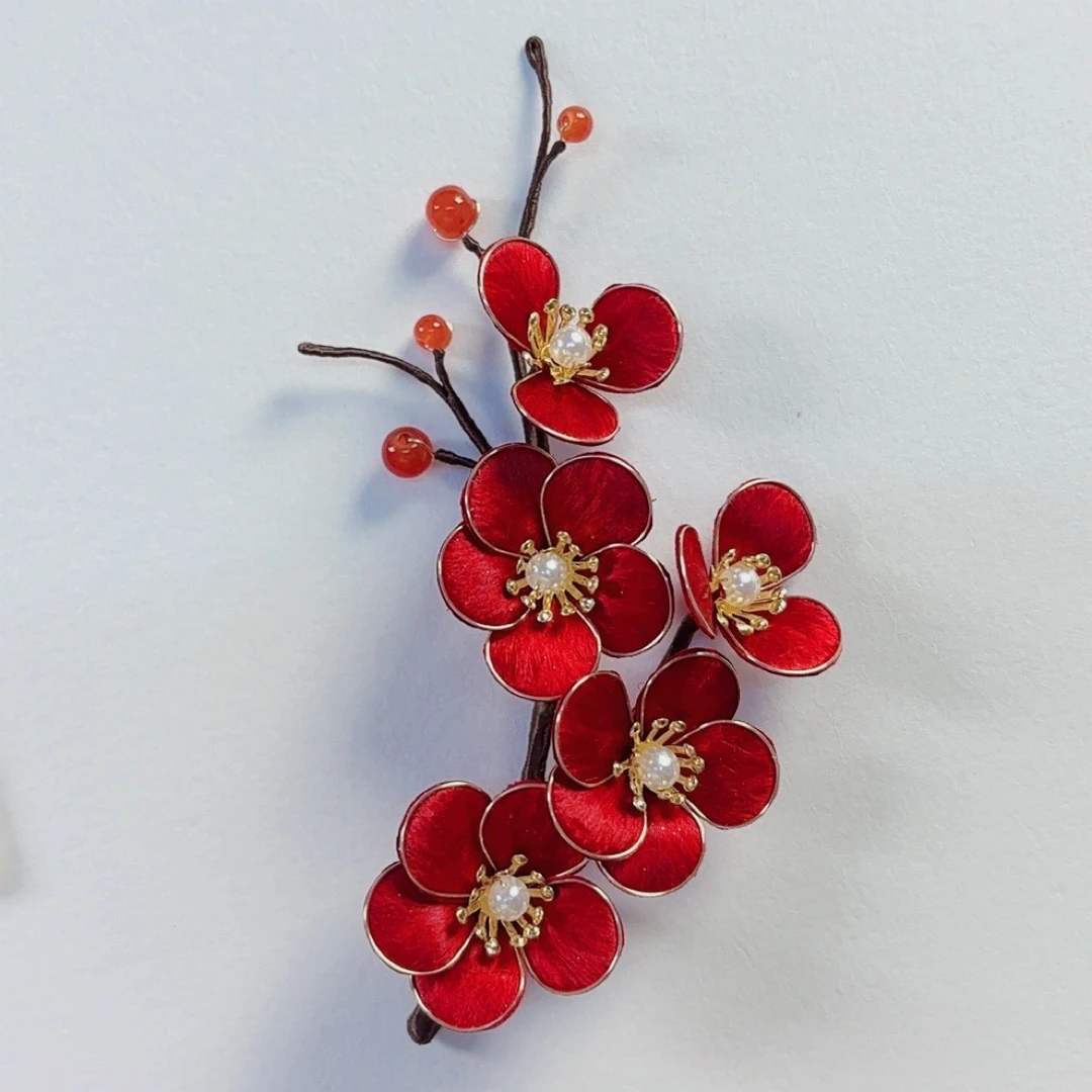 慕绒家非遗绒花古风发簪 手工制作 默认微瑕