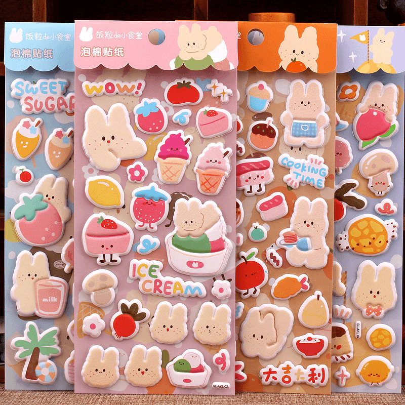 儿童可爱立体3D卡通贴画冰淇淋蛋糕sticker幼儿园奖励泡泡小贴纸