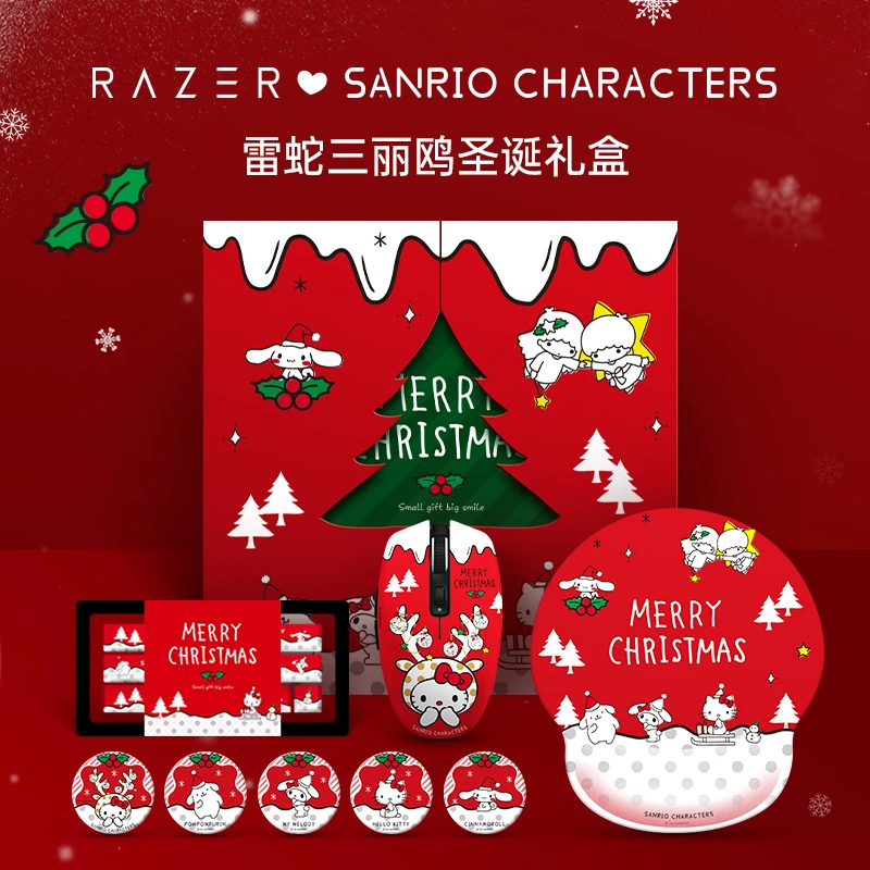 Razer雷蛇 Hello Kitty联名圣诞限定礼盒 无线鼠标鼠标垫套装吧唧