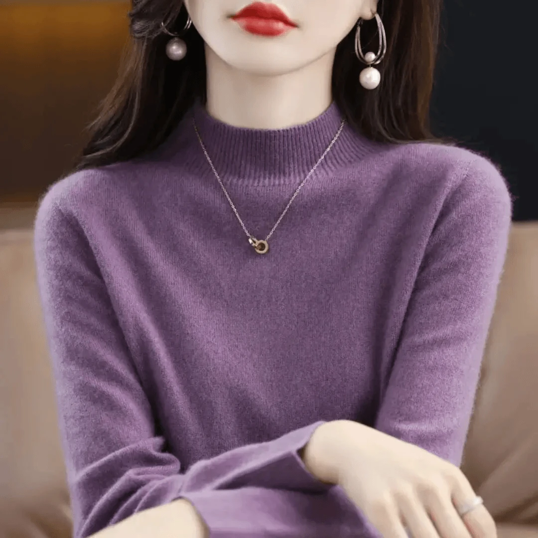 半高领针织保暖毛衫秋冬套头半高宽松修身外穿气质打底衫