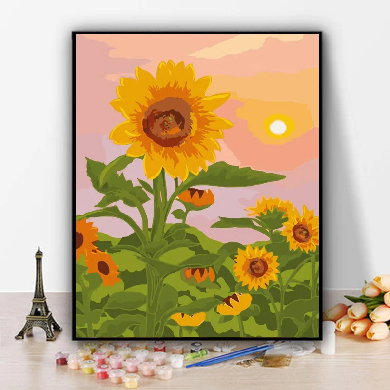 【向日葵】DIY数字油画填色画手工画丙烯画装饰水彩画零基础画画