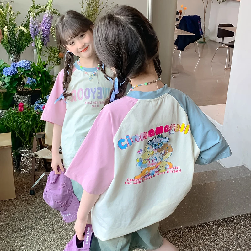 女童短袖t恤夏装2025新款韩版洋气儿童体恤夏季小女孩半袖上衣潮