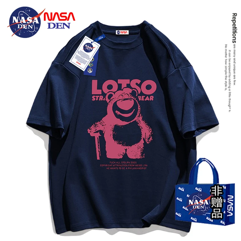NASA联名短袖t恤女夏季重磅纯棉五分袖休闲宽松上衣服情侣同款衫