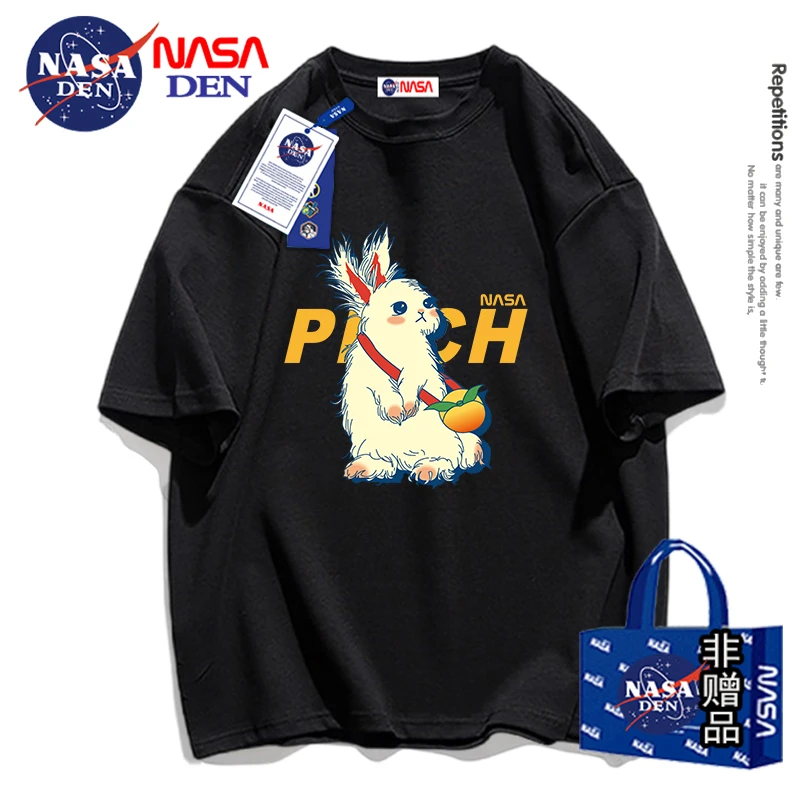 NASA联名夏季圆领设计感小众T恤女宽松显瘦短袖印花情侣款打底衫