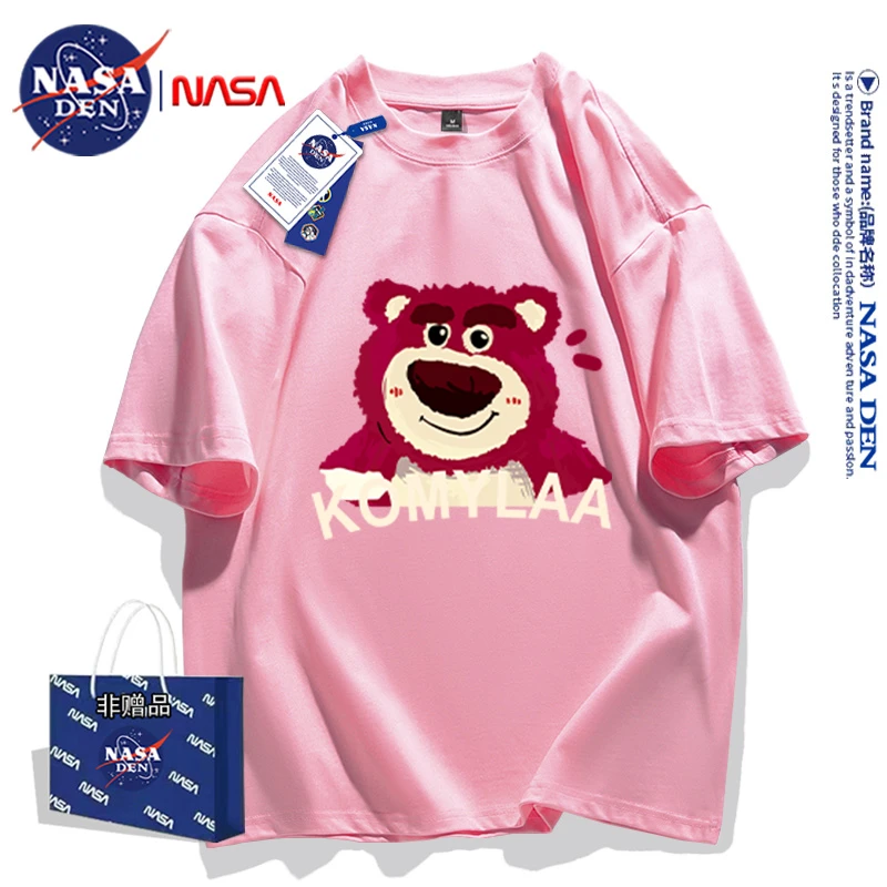 NASA联名2024年女内搭潮青少年印花大码潮流春秋款短袖t恤五分袖