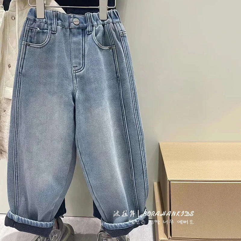 童装儿童牛仔裤2024春秋男女童裤子韩版直筒中大童休闲长裤老爹裤