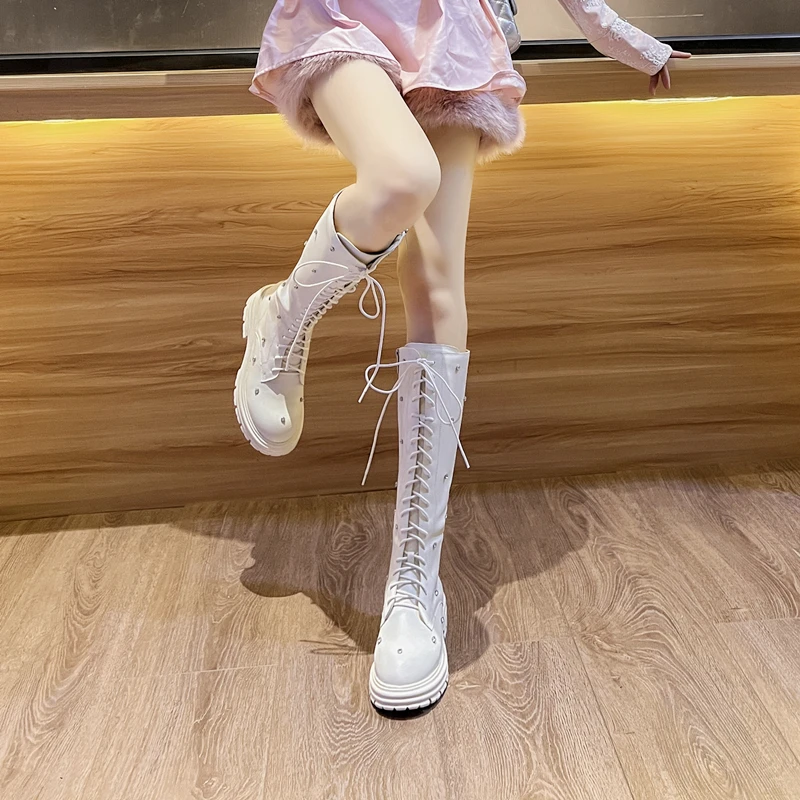 BaiLing/百翎长靴高筒厚底长筒靴骑士靴女靴时尚马丁靴靴子女鞋