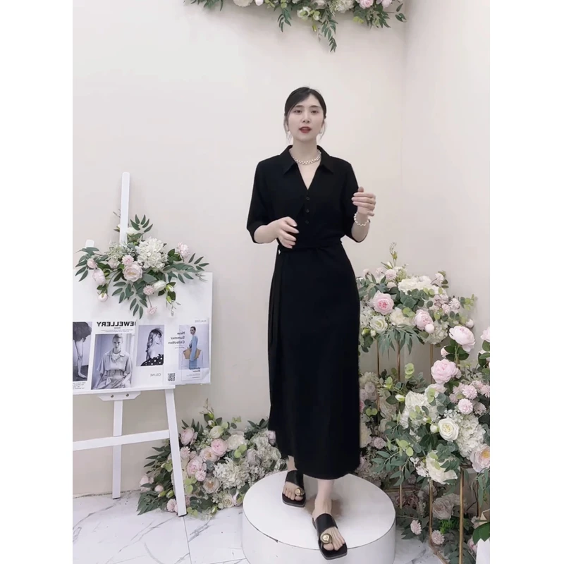 【周一家】夏季新款韩版个性收腰显瘦不规则气质连衣裙女前拧折长裙