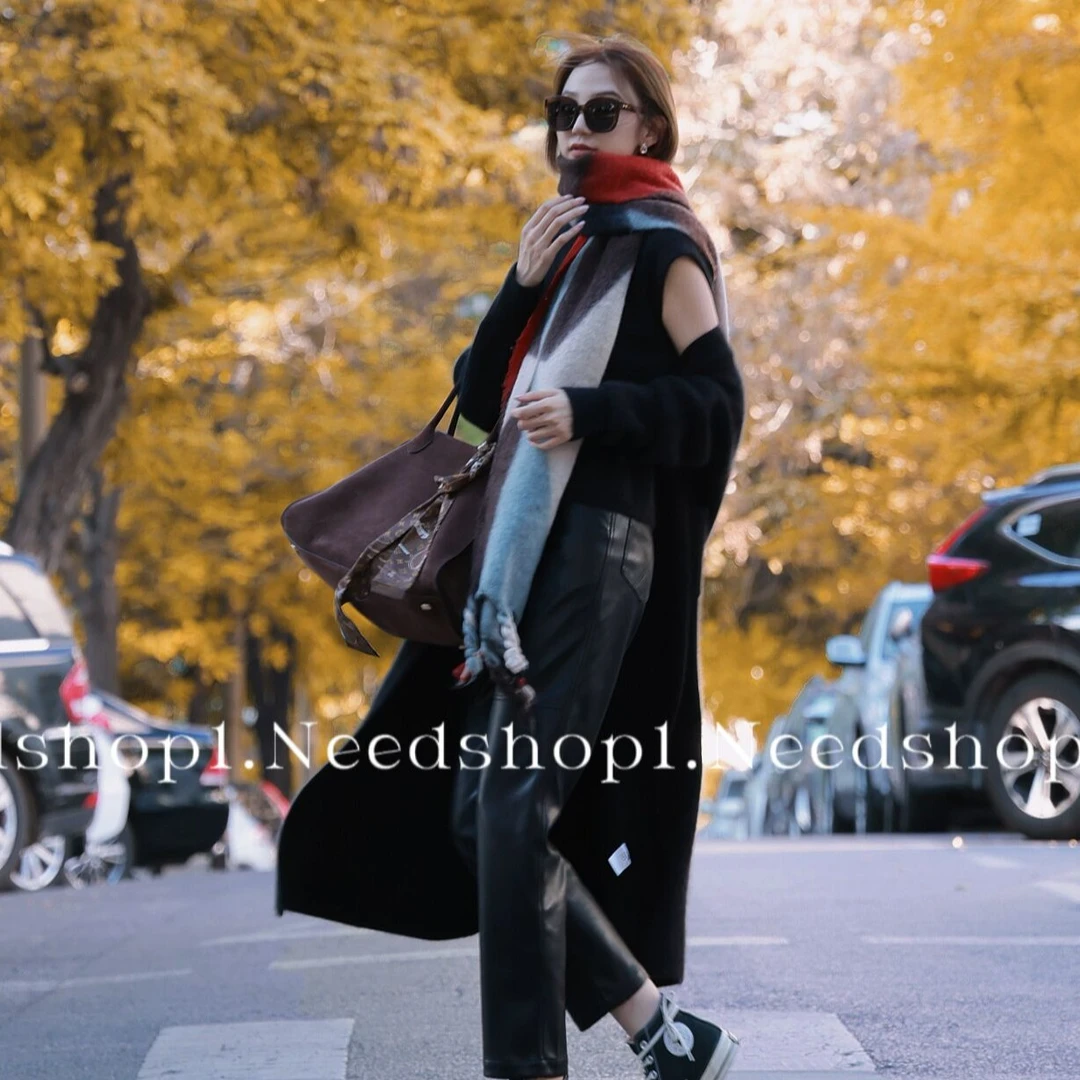 【NeedShop1】黑色长毛慵懒风外套马甲套装