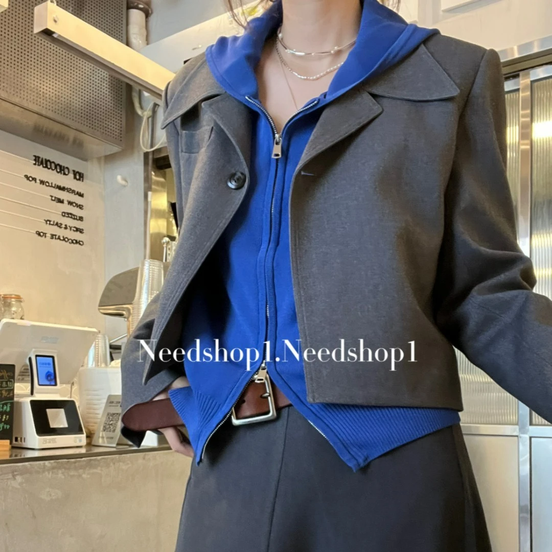 NeedShop1【高雅灰】时髦高级短款西服外套女